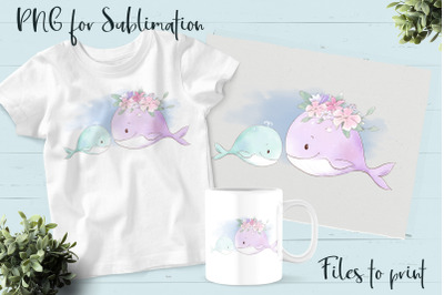Sea life sublimation. Design for printing.