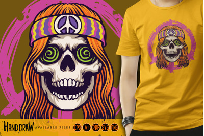 Hippie  psychedelic skull character