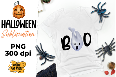 Halloween sublimation, watercolor ghost &quot;BOO&quot;