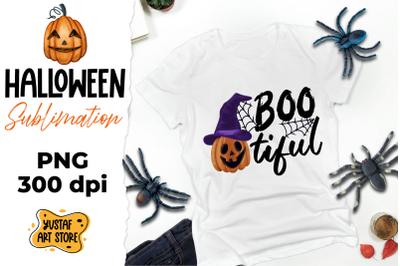 Halloween sublimation, watercolor pumpkin and &quot;BOOtiful&quot;