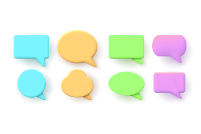 3d notification&2C; chat message or speech bubbles shapes. Dialogue windo