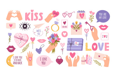 Cute valentines day stickers for planner&2C; love letter or diary. Cartoo