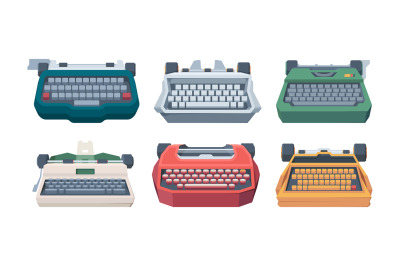 Retro typewriting. Type keyboard letter old machines for writers vecto