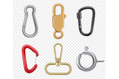 Carabine hook. Climbers for hiking loop vector keys and lock illustrat