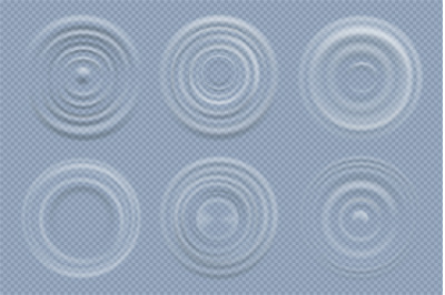 Water circles. Realistic round shapes of liquids top view waves vector