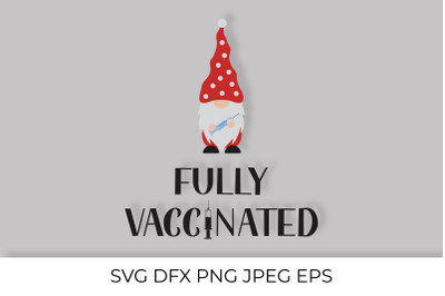 Fully Vaccinated SVG. Medical gnome holding syringe