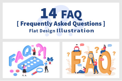 14 FAQ or Frequently Asked Questions Illustration