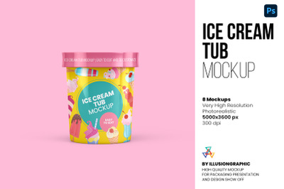 Ice Cream Tub Mockup - 8 views