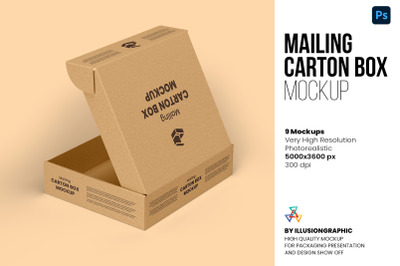 Mailing Carton Box Mockup - 9 views
