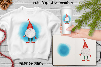Christmas gnome sublimation. Design for printing.