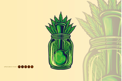 Bong Weed leaf Bottle Illustrations