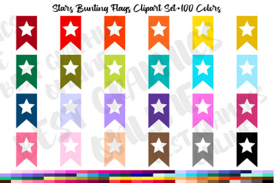 100 Stars Bunting Flags Banners Clipart Star Flag Banner