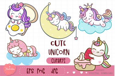 Cute unicorn clipart kawaii stickers pony png sweet dream