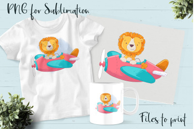 Cute Lion sublimation. Design for printing.