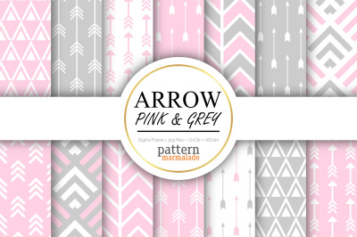 Arrow Pink &amp; Grey Digital Paper - S0409