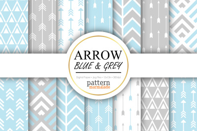 Arrow Baby Blue &amp; Grey Digital Paper - S0410