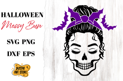 Halloween Messy Bun and Bat SVG. Cut file and sublimation