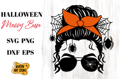 Halloween Messy Bun and Spider SVG. Cut file and sublimation