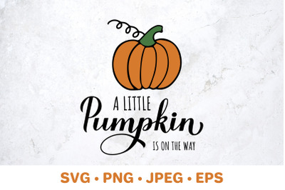 A Little Pumpkin is on the Way. Fall Baby Shower SVG