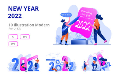 New Year 2022 Resolution Business Flat Illustration