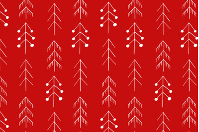 Christmas trees seamless pattern scandinavian red