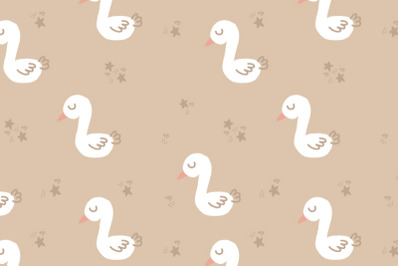 cute goose sleep seamless pattern brown