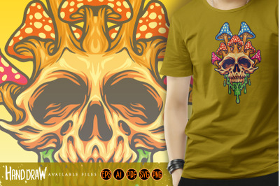 Fungus Skull Psychedelic Melt Illustrations