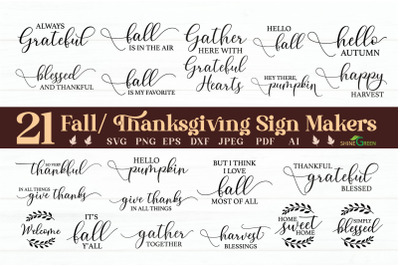 Thanksgiving SVG Bundle - 21 Fall Signs SVG Bundle