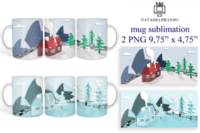 Winter House Mug Sublimation Wrap