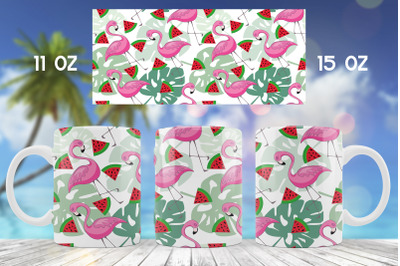 Tropical mug sublimation png Flamingo mug wrap Summer design