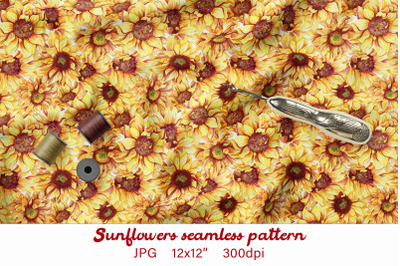 Sunflower digital paper pack Autumn Seamless pattern set