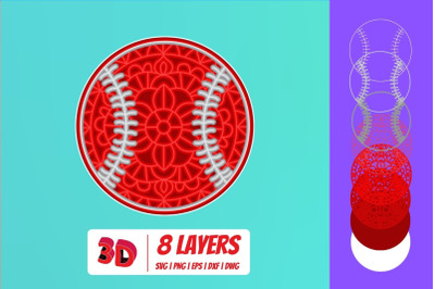 Baseball 3D Layered SVG Cut File