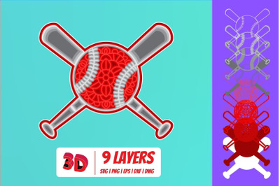 Baseball 2 3D Layered SVG Cut File