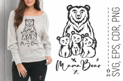 Mama Bear and Three Cubs - Mother&#039;s Day SVG