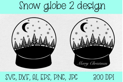 SVG, DXF Snow globe,Merry Christmas craft. Forest and moon