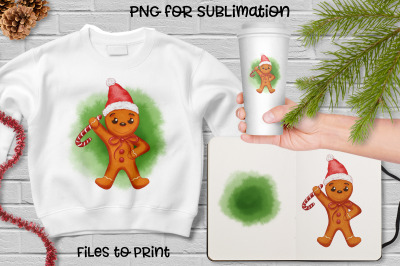 Gingerbread man sublimation. Design for printing.&nbsp;