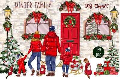 Christmas clipart FAMILY CLIPART Winter family, DIY Clipart