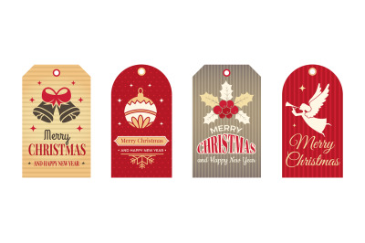 Festive tags. Winter christmas labels, art badges for craft or scrapbo
