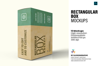 Rectangular Box Mockups - 13 views