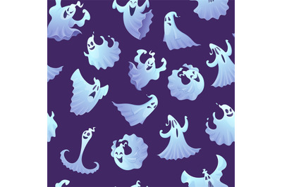 Ghost pattern. Spooky poltergeist or little ghosts halloween illustrat