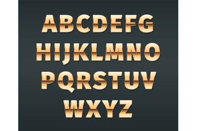 Golden font. Luxury exclusive golden gradient letterings glossy alphab