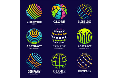 Globe logo. Stylized circle shapes for business identity projects educ