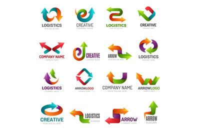 Arrows logotype. Digital web stylized symbols direction abstract arrow