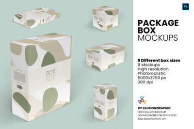 Package Box Mockups - 9 box sizes