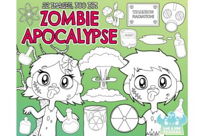 Zombie Apocalypse Digital Stamps - Lime and Kiwi Designs