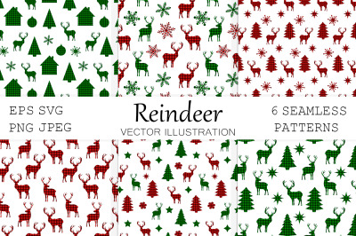 Reindeer pattern. Reindeer buffalo plaid. Reindeer SVG