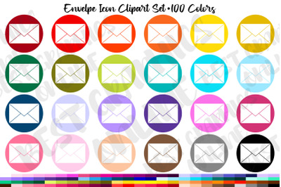 100 Envelope clipart&2C; Envelope clip art set&2C; Mail graphic icon