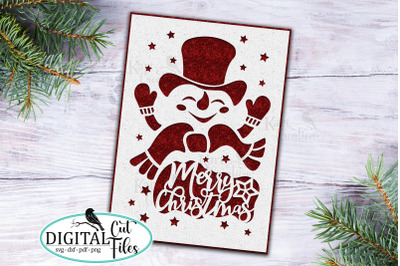 Snowman Christmas card Cricut svg laser cut template