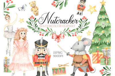 Nutcracker Watercolor Clipart Christmas winter clip art png