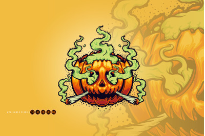 Halloween Weed Smoke Cartoon Illustrations